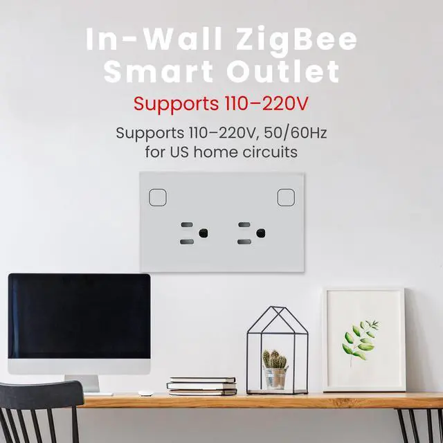 Alt view image 5 of 7 - Smart Wall Outlet 4.65 X 2.83 X 1.69 Inches,Energy Monitoring,Zigbee Wall Socket 110220V,Work with Tuya/Alexa Need Zigbee Hub,Tempered Glass Panel,White