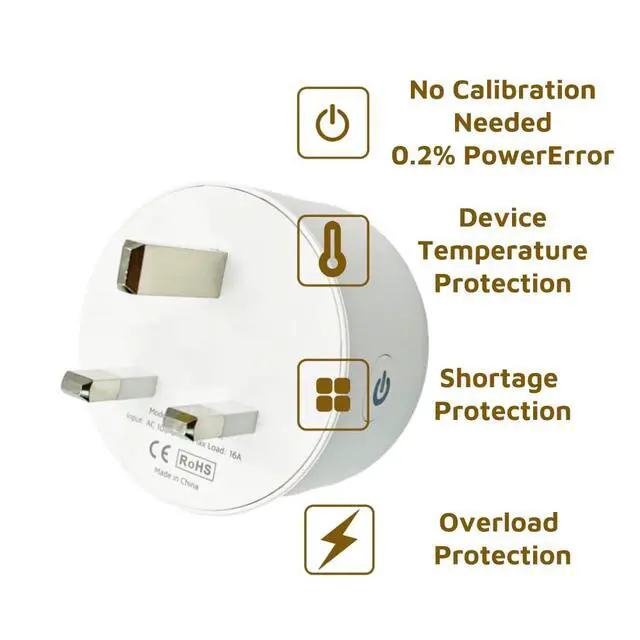 Alt view image 2 of 7 - WiFi Smart Plug Outlet Compatible with Alexa,Google Assistant,App and Voice Control,No Required Hub,UK (16A), White