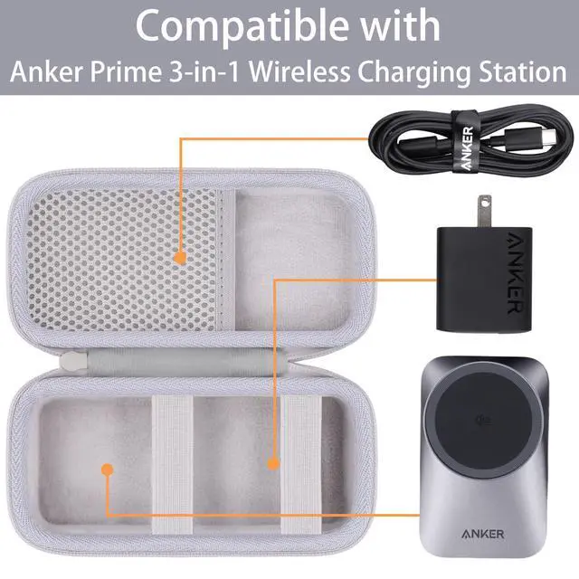 Alt view image 4 of 7 - for Anker Prime 3-in-1 Wireless Charging Station Hard Travel Case(White Case)