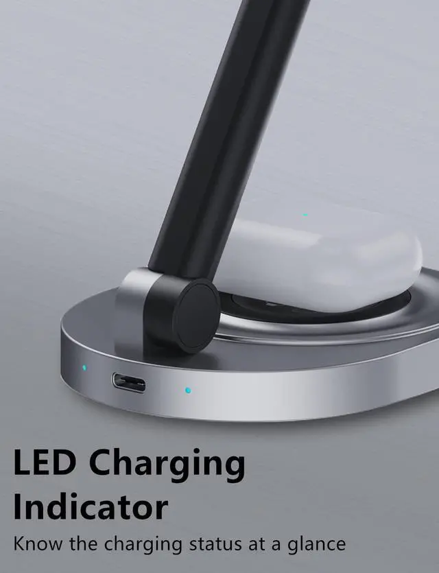 Alt view image 5 of 7 - Magnetic Wireless Charger Stand for Mag-Safe Charger, Foldable 15W Fast Wireless Charging Station, 2-in-1 Charging Stand Dock for Apple iPhone 17/Air/16/15 Pro Max/Apple Watch/AirPods 2/ Pro