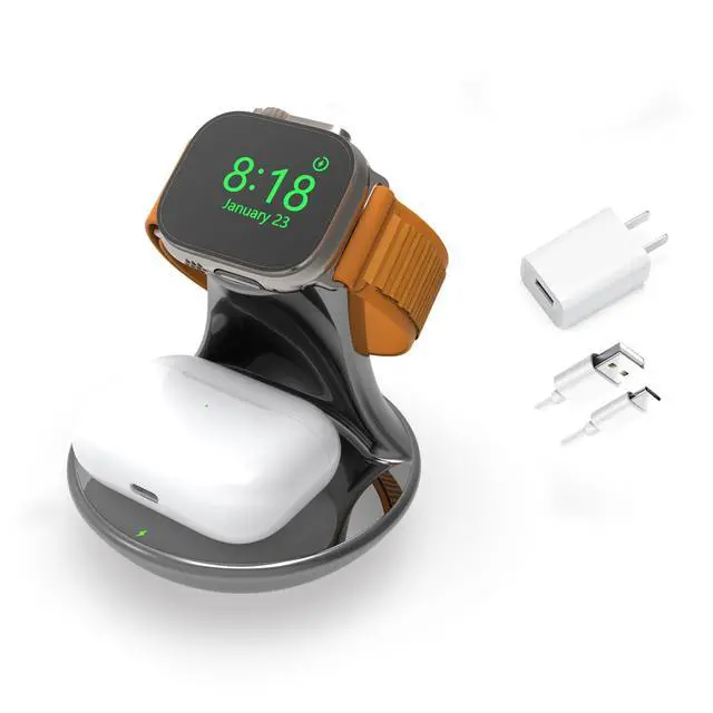 Main image of for Apple Watch Charger,for iWatch Charger Stand,for Airpods 4/3/2/Pro,2 in 1 Wireless Fast Watch Stand Charging Compatible with iWatch 10/9/8/7/6/5/4/SE, Holder Charging Dock Cable(Gray)