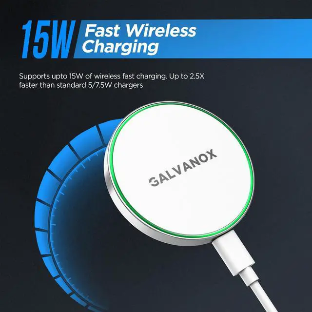 Alt view image 2 of 7 - Compatible with MagSafe Wall Mounted Magnetic Wireless Charger (15W) Fast Charging, Stick-on Adhesive Design with Long Removable USB-C Cable (10Ft) White