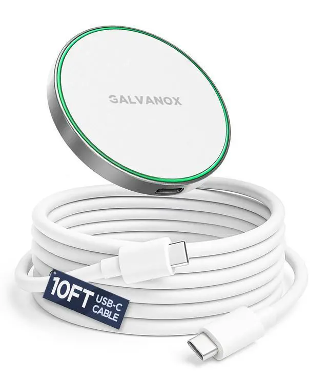 Alt view image 4 of 7 - Compatible with MagSafe Wall Mounted Magnetic Wireless Charger (15W) Fast Charging, Stick-on Adhesive Design with Long Removable USB-C Cable (10Ft) White