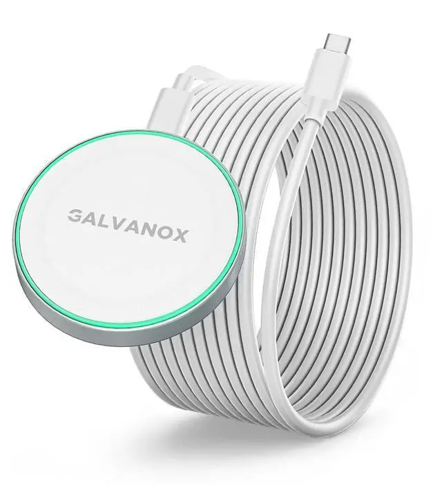 Alt view image 7 of 7 - Compatible with MagSafe Wall Mounted Magnetic Wireless Charger (15W) Fast Charging, Stick-on Adhesive Design with Long Removable USB-C Cable (10Ft) White
