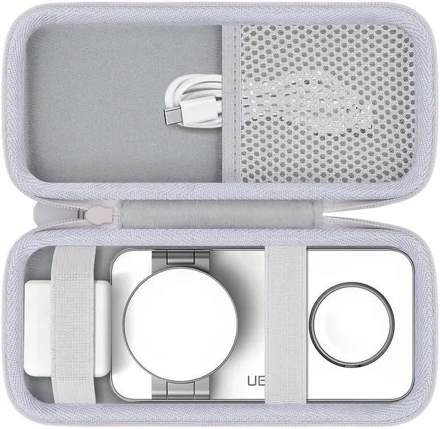 Main image of for UEQ/VBA/KEEPRO Foldable 3 in 1 Wireless Charging Station Hard Travel Case,Compatible with Magsafe Charger Stand(White Case)