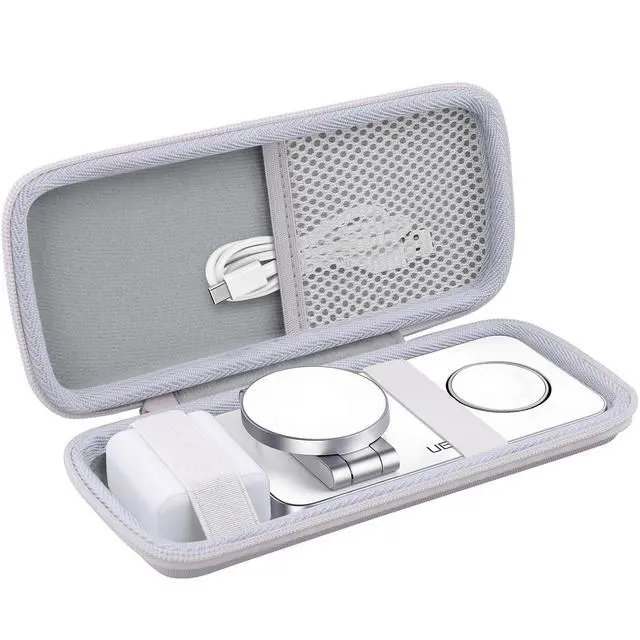 Alt view image 2 of 7 - for UEQ/VBA/KEEPRO Foldable 3 in 1 Wireless Charging Station Hard Travel Case,Compatible with Magsafe Charger Stand(White Case)