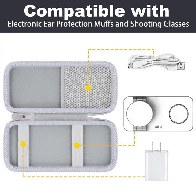 Alt view image 4 of 7 - for UEQ/VBA/KEEPRO Foldable 3 in 1 Wireless Charging Station Hard Travel Case,Compatible with Magsafe Charger Stand(White Case)