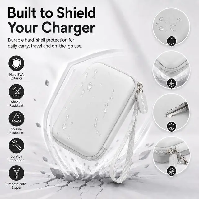 Alt view image 5 of 7 - Hard Shell Travel Case for Iseyyox/for UCOMX/for RTOPS 3 in 1 Wireless Charger, Portable Storage Organizer Bag for Foldable Charging Station, Cable & Adapter Pocket, Case Only White
