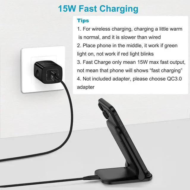Alt view image 4 of 7 - for Motorola Edge 2026, Foldable Wireless Charger Phone Stand for Moto Edge+, Plus 2025 2024 2023, Razr Ultra, Razr, G Power, G Stylus 5G 2026 2025 2024, 15W Desk Fast Charging Dock Station