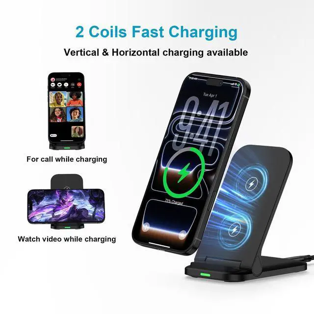 Alt view image 3 of 7 - for Motorola Edge 2026, Foldable Wireless Charger Phone Stand for Moto Edge+, Plus 2025 2024 2023, Razr Ultra, Razr, G Power, G Stylus 5G 2026 2025 2024, 15W Desk Fast Charging Dock Station