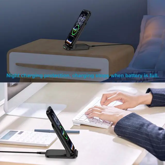 Alt view image 6 of 7 - for Motorola Edge 2026, Foldable Wireless Charger Phone Stand for Moto Edge+, Plus 2025 2024 2023, Razr Ultra, Razr, G Power, G Stylus 5G 2026 2025 2024, 15W Desk Fast Charging Dock Station