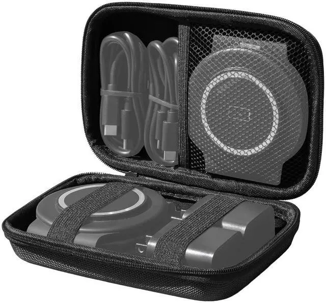 Main image of Portable Charger Case Compatible with 3 in 1 Wireless Charging Station, 1680D Oxford Charger Organizer Travel Case for Foldable Charging Pad, Adapter and Cable - Matte Black