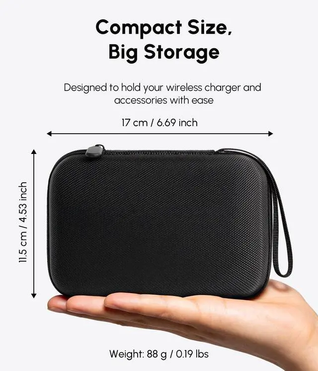 Alt view image 2 of 7 - Portable Charger Case Compatible with 3 in 1 Wireless Charging Station, 1680D Oxford Charger Organizer Travel Case for Foldable Charging Pad, Adapter and Cable - Matte Black