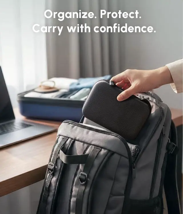 Alt view image 6 of 7 - Portable Charger Case Compatible with 3 in 1 Wireless Charging Station, 1680D Oxford Charger Organizer Travel Case for Foldable Charging Pad, Adapter and Cable - Matte Black