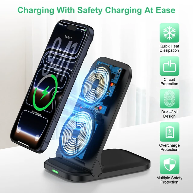 Alt view image 4 of 7 - Wireless Charger Samsung Fast Charging Stand for Samsung Galaxy S26 Ultra | 15W Wireless Phone Charger for Android Station Dock for Samsung S26+/S26/S25/S24/S23/S22/S21,Moto G Stylus Razr Ultra 2026