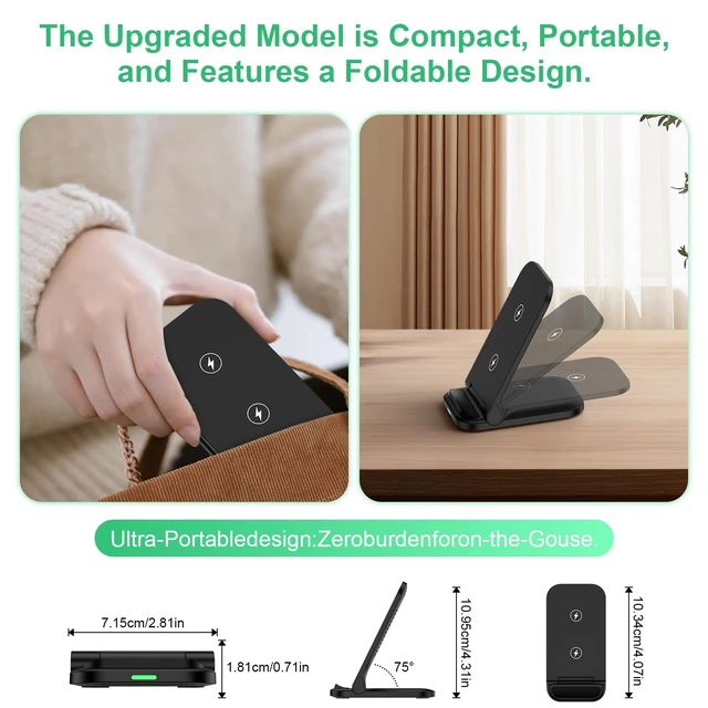 Alt view image 5 of 7 - Wireless Charger Samsung Fast Charging Stand for Samsung Galaxy S26 Ultra | 15W Wireless Phone Charger for Android Station Dock for Samsung S26+/S26/S25/S24/S23/S22/S21,Moto G Stylus Razr Ultra 2026