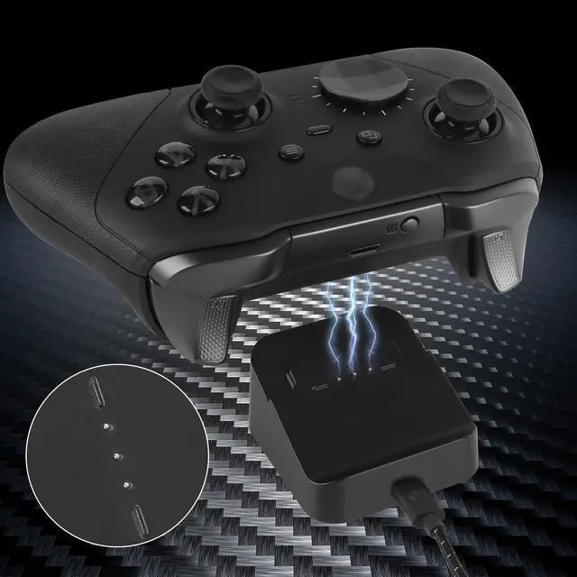 Alt view image 5 of 6 - Charging Station Dock & Charging Cable Cord for Xbox Elite Wireless Controller Series 2, Charging Set for Xbox One Elite 2 Controller (Black)