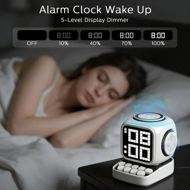 Alt view image 4 of 7 - Smart Bluetooth Speaker with Wireless Charger: Digital Alarm Clocks for Bedrooms - 15W Fast Wireless Charging Station with 3 Modes - Portable Speaker Gifts for Men Women