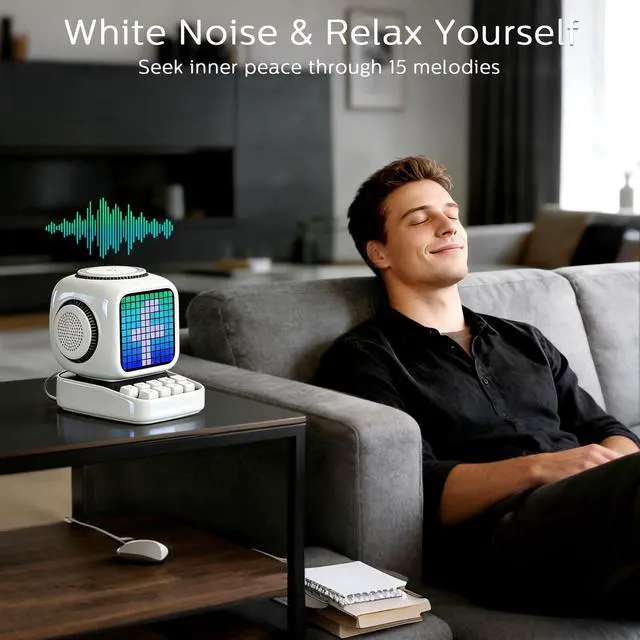 Alt view image 5 of 7 - Smart Bluetooth Speaker with Wireless Charger: Digital Alarm Clocks for Bedrooms - 15W Fast Wireless Charging Station with 3 Modes - Portable Speaker Gifts for Men Women