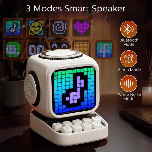Alt view image 6 of 7 - Smart Bluetooth Speaker with Wireless Charger: Digital Alarm Clocks for Bedrooms - 15W Fast Wireless Charging Station with 3 Modes - Portable Speaker Gifts for Men Women