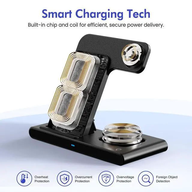 Alt view image 6 of 7 - 3 in 1 Wireless Charging Stand for Multiple Apple Devices, Compatible with iPhone 17 16e 16 15 14 Pro Max 13 12 11, Watch Series and AirPods 4 3 Pro