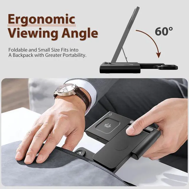 Alt view image 5 of 7 - 3 in 1 Qi Wireless Charger Dock, Foldable & Compact for iPhone 17-12 Series, Apple Watch & AirPods, Ideal for Desk Use (Black)