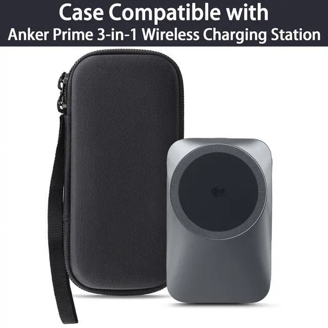 Alt view image 2 of 7 - for Anker Prime 3-in-1 Wireless Charging Station, Hard Travel Case Compatible with Anker 25W Certified Palm-Sized Foldable Charger, Case Only (Black Case)