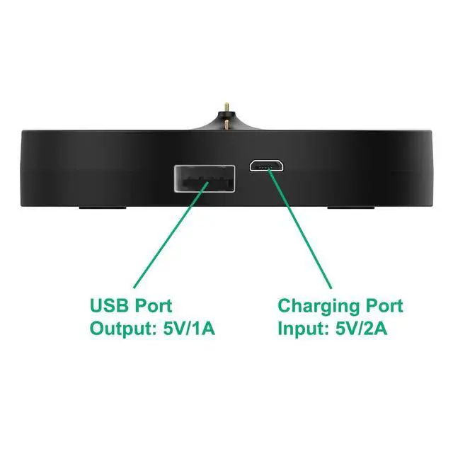 Alt view image 6 of 7 - Charging Dock for Ultimate Ears UE Boom 3/Megaboom 3/Blast/Megablast, Charger Cradle Mount Stand Base Station with Extra USB Port, USB Cable (Black)