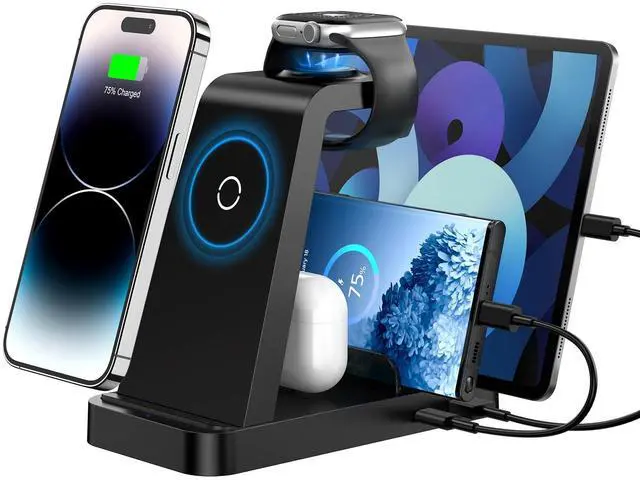 Main image of 5 in 1 Wireless Charger, Charging Station for Apple Multiple Devices, Reliable Charging Dock for Phone 17/16e/16/15/14/13/12 Pro Max, Apple Watch, AirPods (Pro/3/2), iPad, Includes Adapter