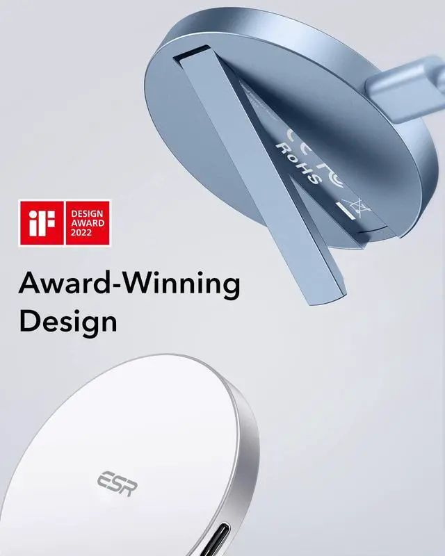 Alt view image 2 of 7 - for Magsafe Charger, Wireless Charger Kickstand, Charging Pad for iPhone 16/15/14/13/12 Series and AirPods 4/3/Pro/Pro 2, Galaxy S25 Strong Magnetic Charger Pad with 5 ft Removable Cable, Blue