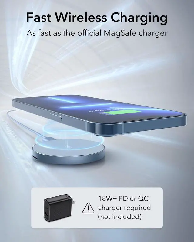 Alt view image 4 of 7 - for Magsafe Charger, Wireless Charger Kickstand, Charging Pad for iPhone 16/15/14/13/12 Series and AirPods 4/3/Pro/Pro 2, Galaxy S25 Strong Magnetic Charger Pad with 5 ft Removable Cable, Blue