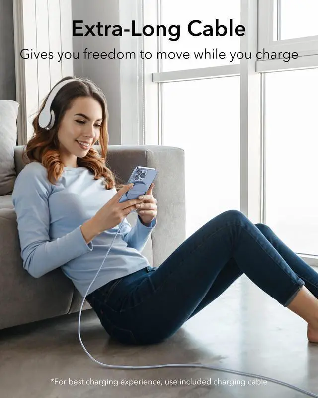Alt view image 6 of 7 - for Magsafe Charger, Wireless Charger Kickstand, Charging Pad for iPhone 16/15/14/13/12 Series and AirPods 4/3/Pro/Pro 2, Galaxy S25 Strong Magnetic Charger Pad with 5 ft Removable Cable, Blue