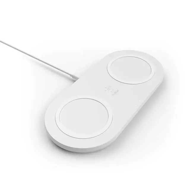 Alt view image 5 of 7 - Quick Charge Dual Wireless Charging Pad - 10W Qi-Certified Charger Pad for iPhone, Samsung, Apple Airpods & More - Charge While Listening to Music, Streaming Videos, & Video Calls - White