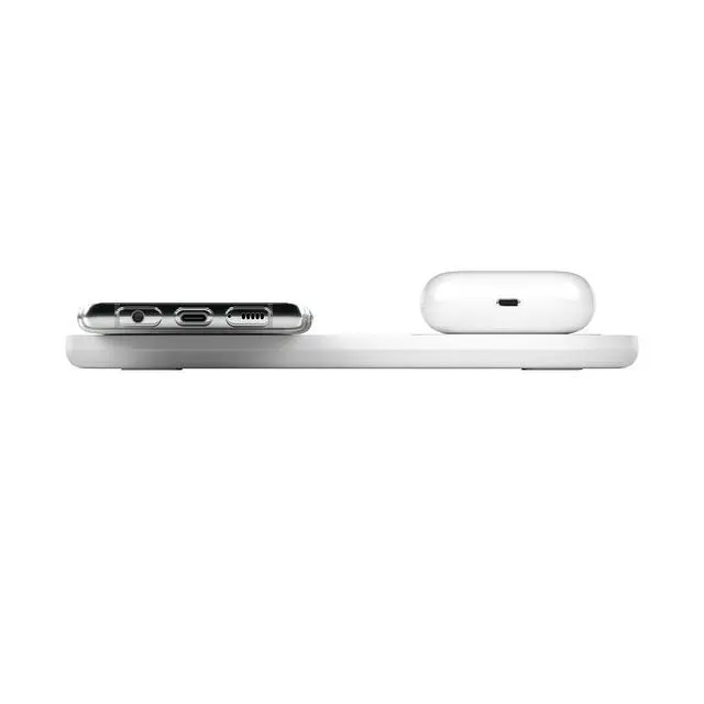 Alt view image 7 of 7 - Quick Charge Dual Wireless Charging Pad - 10W Qi-Certified Charger Pad for iPhone, Samsung, Apple Airpods & More - Charge While Listening to Music, Streaming Videos, & Video Calls - White
