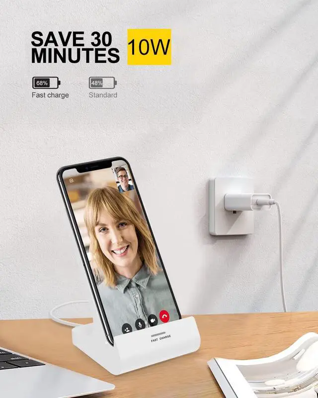 Alt view image 2 of 7 - Z1 Wireless Charger Wireless Phone Charger Stand 10W Max Compatible with Apple iPhone 12/12 Pro Max/ 11Pro/11Pro Max/XR/XS Max/XS/X/8/8Plus, Samsung Galaxy