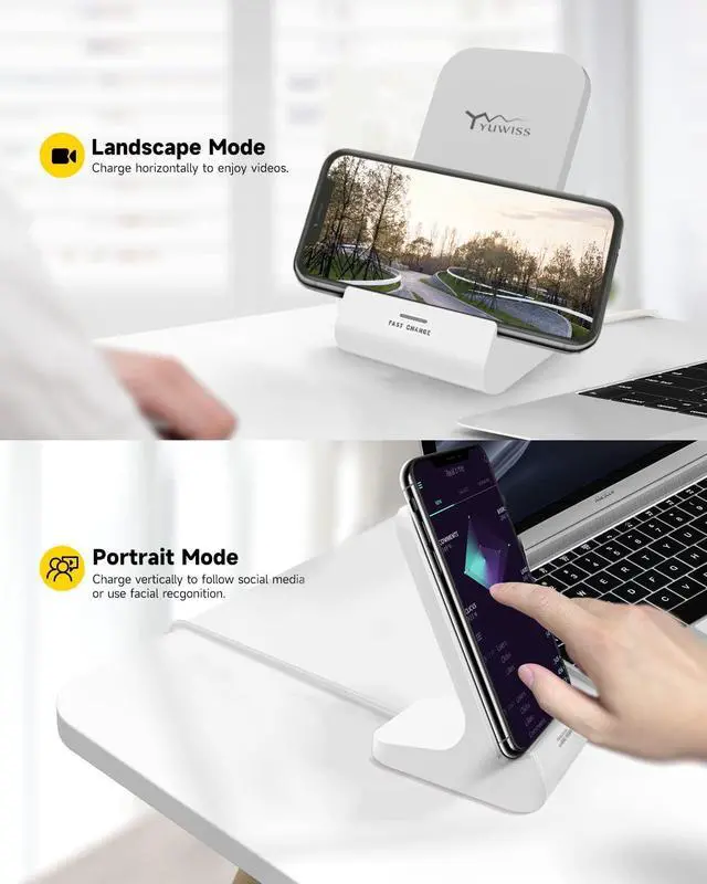 Alt view image 4 of 7 - Z1 Wireless Charger Wireless Phone Charger Stand 10W Max Compatible with Apple iPhone 12/12 Pro Max/ 11Pro/11Pro Max/XR/XS Max/XS/X/8/8Plus, Samsung Galaxy