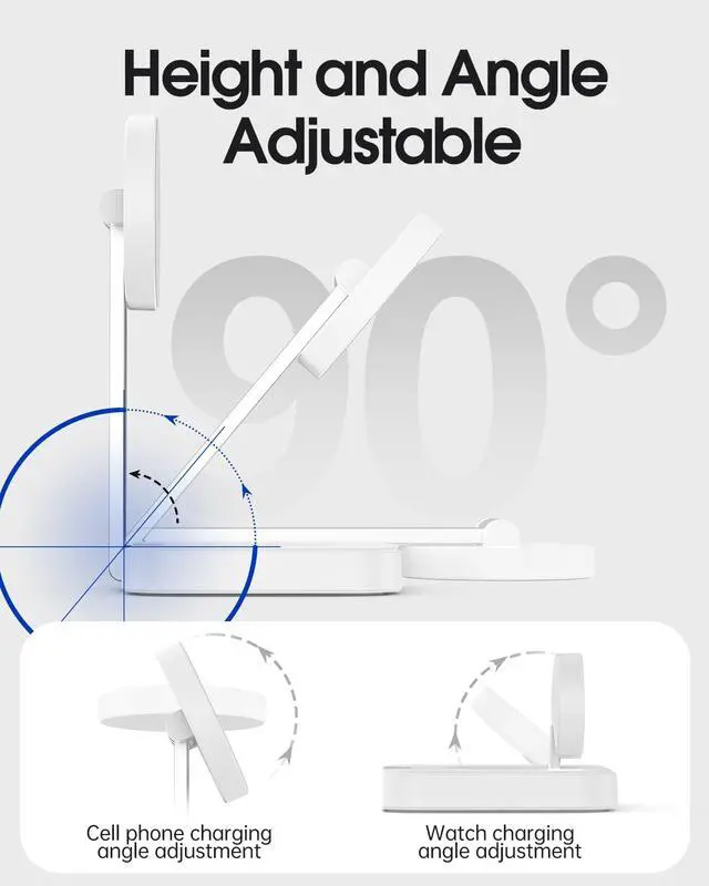 Alt view image 4 of 6 - Wireless Charging Station for Magsafe Charger, Wireless Charger for iPhone 17/16/15/14/13 Series/Apple Watch/AirPods Pro, Faster Magnetic Charger Stand, Adjustable Angle Foldable Travel Phone Holder