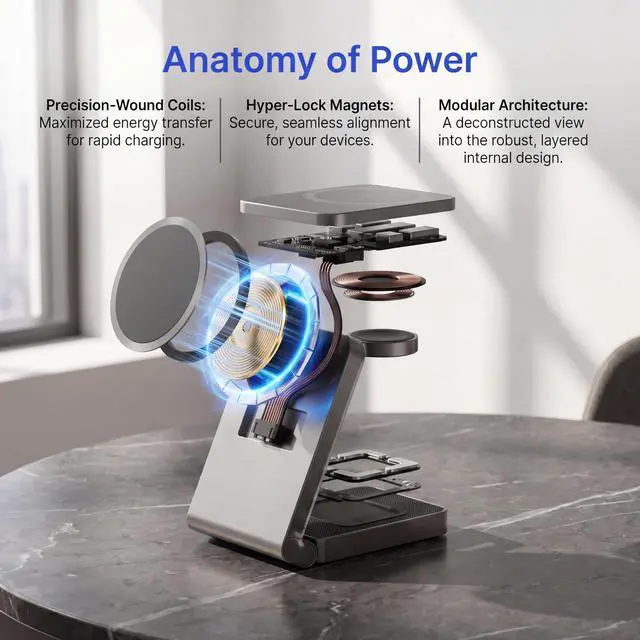 Alt view image 3 of 7 - 3 in 1 Charging Station for Apple, Wireless iPhone Charging Station for Multiple Devices, Foldable Magnetic Mag-Safe Charging Station for iPhone 17/16/15/14/13/12/pro/pro max,Apple Watch,AirPods