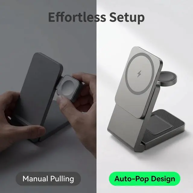 Alt view image 5 of 7 - 3 in 1 Charging Station for Apple, Wireless iPhone Charging Station for Multiple Devices, Foldable Magnetic Mag-Safe Charging Station for iPhone 17/16/15/14/13/12/pro/pro max,Apple Watch,AirPods