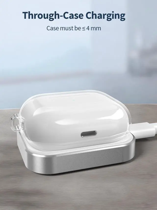 Alt view image 6 of 7 - AirPods Pro Charger, Wireless Charging Station for AirPods Pro 3/ Pro 2/Pro, Wireless Charger for Airpods 4 (with Active Noise Cancellation)/ 3rd/ 2rd, White