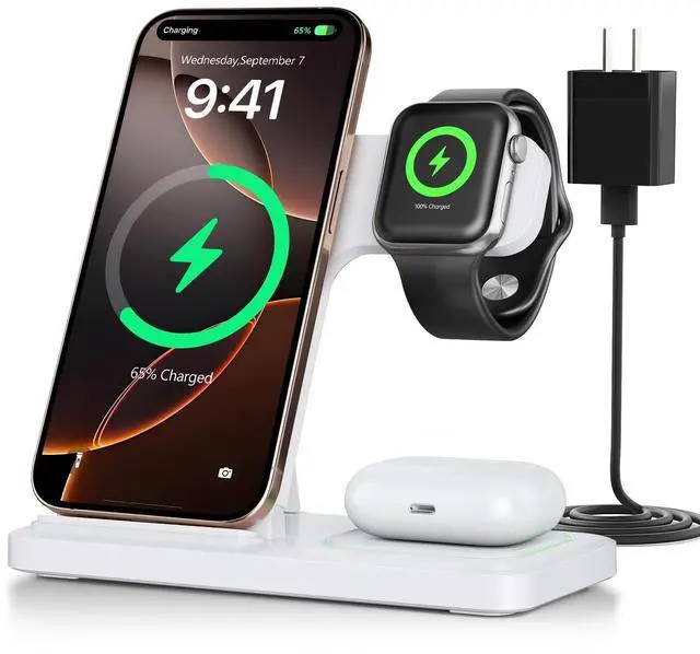Main image of 2026 Traveling Portable Wireless Fast Charger for Apple & Android Charging Station 3 in 1 Charging for iPhone17 16 15 14 13 12 11,Apple Watch & Air pods 4 3 2 Pro,Samsung Galaxy-Gifts for Family