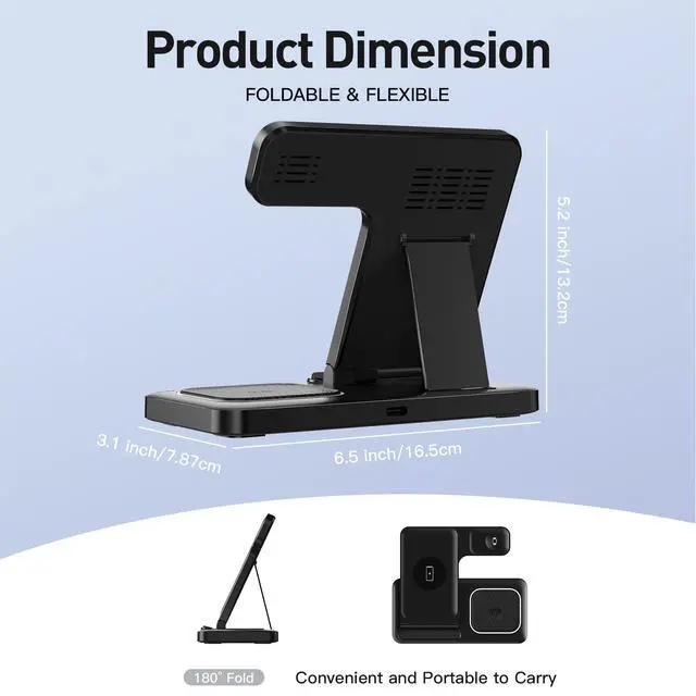 Alt view image 7 of 7 - 2026 Traveling Portable Wireless Fast Charger for Apple & Android Charging Station 3 in 1 Charging for iPhone17 16 15 14 13 12 11,Apple Watch & Air pods 4 3 2 Pro,Samsung Galaxy-Gifts for Family