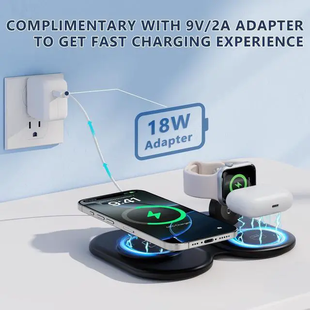 Alt view image 5 of 7 - 2026 Traveling Portable Wireless Mag-Safe Fast Charging Station,Magnetic 3 in 1 Charger for iPhone 17 16 15 14 13 12 Pro Max Plus,Apple Watch Series & Air pods 4 3 2 Pro-Gifts for Family