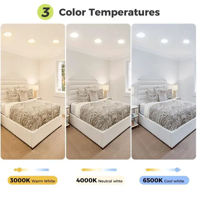 Alt view image 2 of 7 - 2PACK Flush Mount LED Ceiling Light Fixture White, 6.5Inch 12Watt, Dimmable & 3000K-4000K-6500K Ceiling Lamp 1200LM Low Profile Ceiling Light for Kitchen Bedroom Hallway Porch