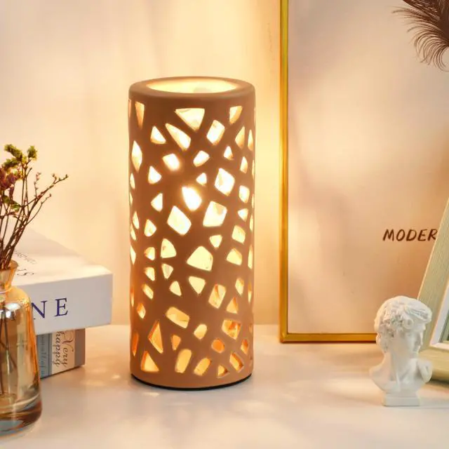 Main image of Nave Small Modern Terracotta Ceramic Table Lamp, Kids Night Nursery Table Lamp, 3.14H7.48IN, Bulb Excluded, Terracotta Carving Bird Nest