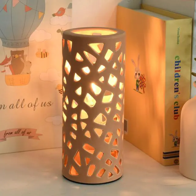 Alt view image 3 of 6 - Nave Small Modern Terracotta Ceramic Table Lamp, Kids Night Nursery Table Lamp, 3.14H7.48IN, Bulb Excluded, Terracotta Carving Bird Nest