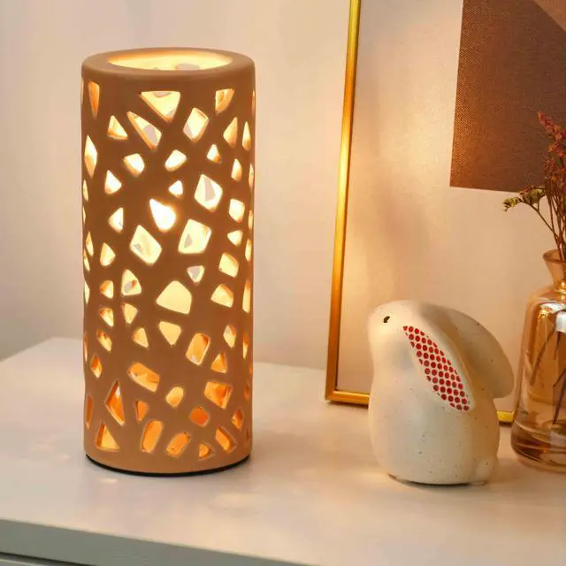 Alt view image 4 of 6 - Nave Small Modern Terracotta Ceramic Table Lamp, Kids Night Nursery Table Lamp, 3.14H7.48IN, Bulb Excluded, Terracotta Carving Bird Nest