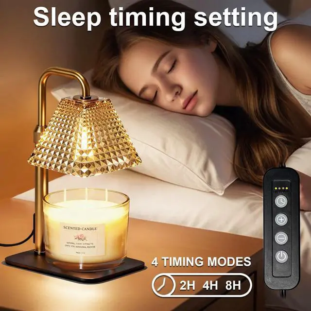 Alt view image 2 of 7 - Candle Warmer Lamp with Timer Dimmer Adjustable Height,Electric Wax Warmer for Scented Jar Candles,Mom Birthday Gifts for Women,House Warming Gifts New Home Bedroom Decor,Gold