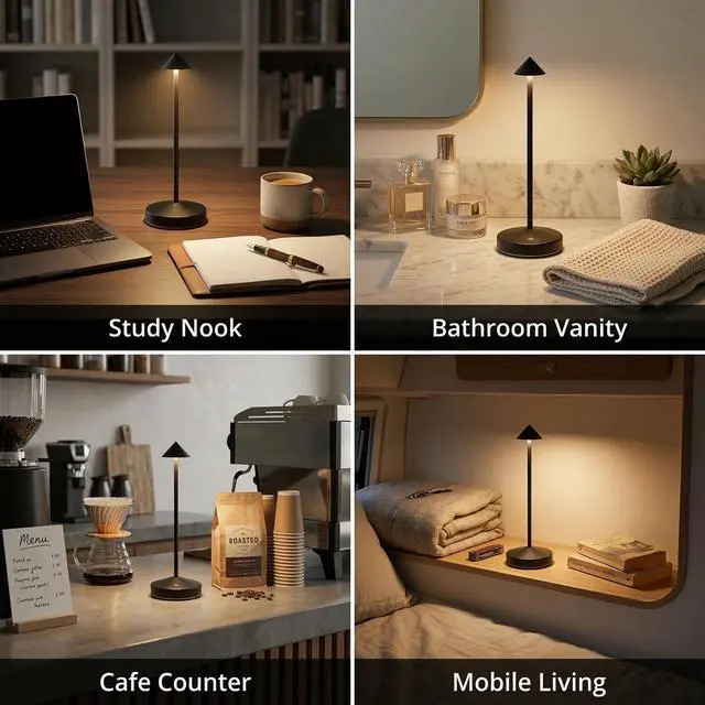 Alt view image 7 of 7 - Cordless Table Lamps,Rechargeable Led Touch Bar Lamp, Portable Battery Desk Lamp,2 Level Brightness Dimmable Night Light,Minimalist Design, for Living Room/Restaurant/Couple Dinner/(Black)
