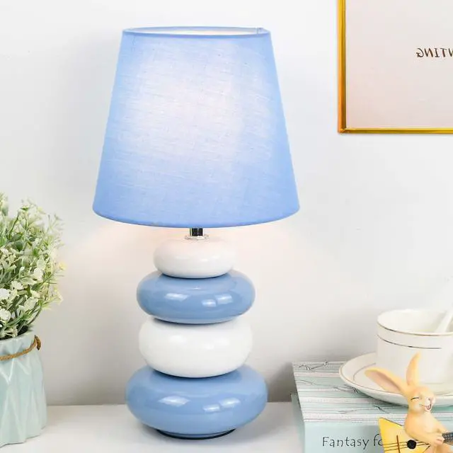Main image of Ange Light Blue Small Table Lamp for Living Room as Bedside Table Lamp for Bedroom,Modern Ceramic Kids Night Table Lamp,6.5×H12.44IN,Bulb Excluded